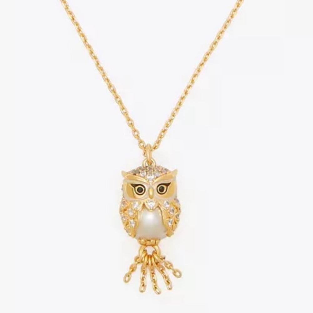 Kate Spade New York HOOT OWL Pendant Necklace Rhinestone Owl Novelty Jewelry
